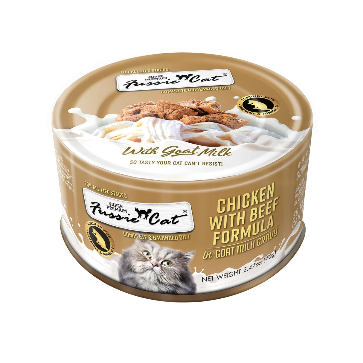 Fussie Cat Chicken & Beef in Goat Milk Gravy Wet Cat Food 2.47oz