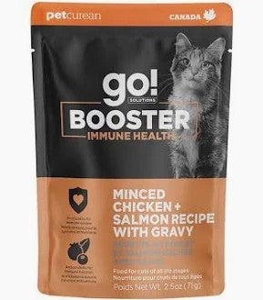 Go! Solutions Booster Immune Health Chicken + Salmon with Gravy Minced Wet Cat Food - 2.5oz pouch