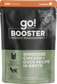 Go! Solutions Booster Weight Management Chicken + Duck with Broth Shredded Wet Cat Food - 2.5oz pouch