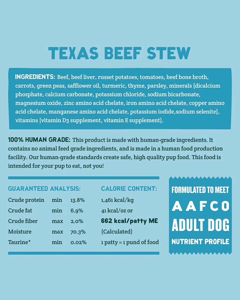 A Pup Above Texas Beef Stew Gently Cooked Dog Food  3lb