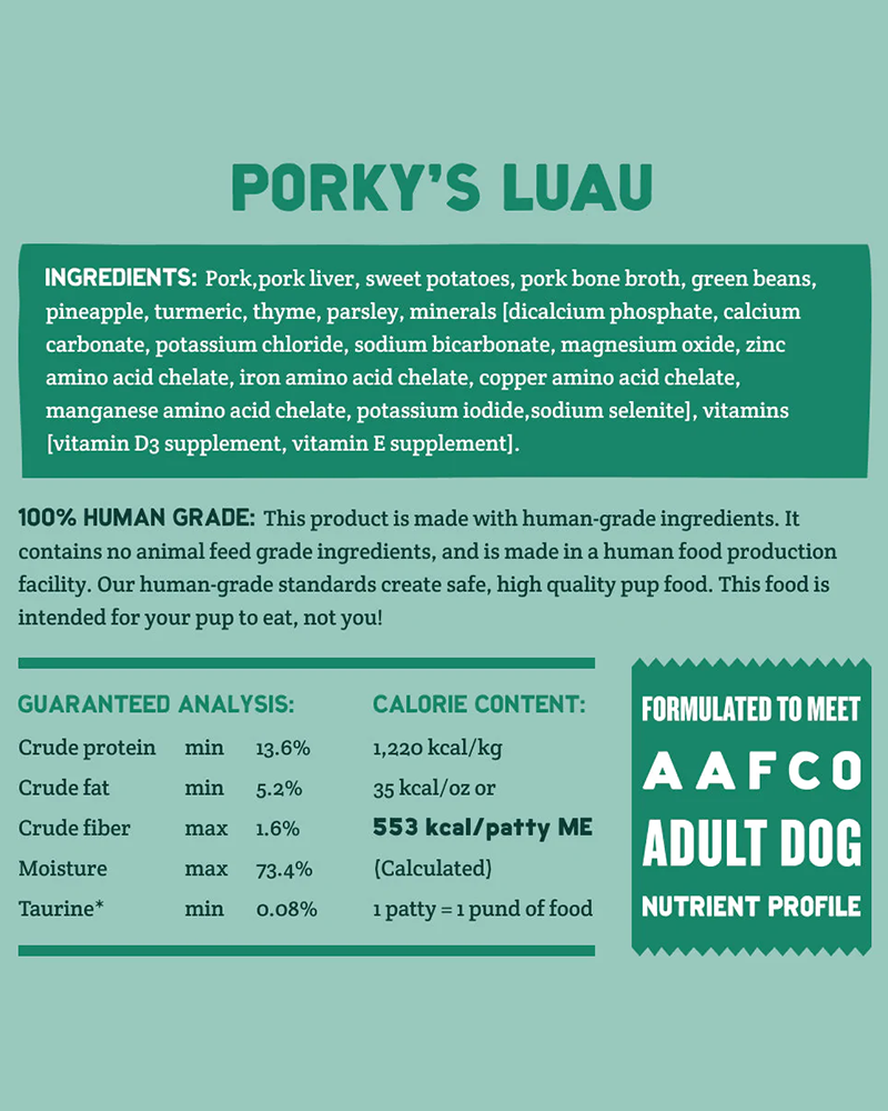 A Pup Above Porky's Luau Gently Cooked Dog Food  3lb