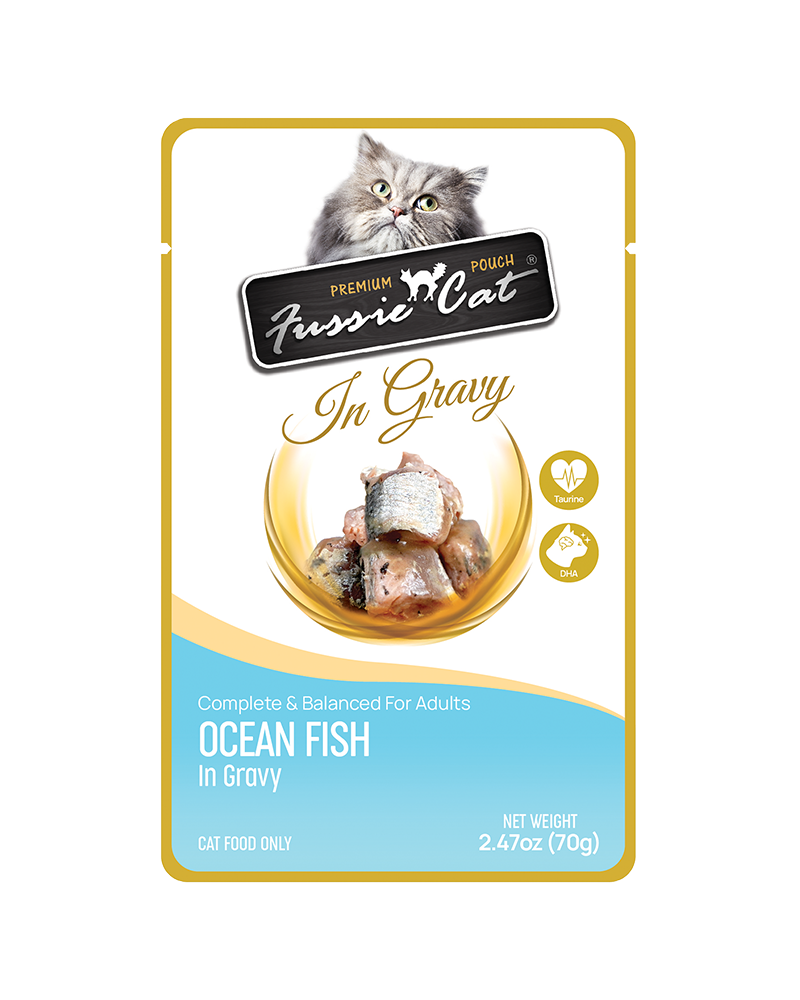 Fussie Cat Pouch Oceanfish in Gravy Wet Cat Food 2.47oz