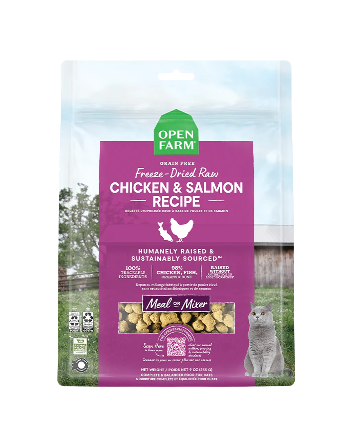 Open Farm Chicken & Salmon Freeze-Dried Raw Cat Food 9oz