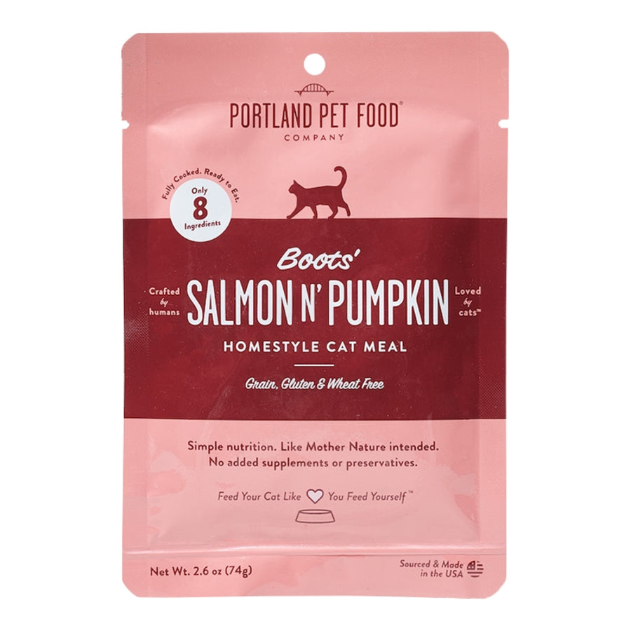 Portland Pet Food Grain-Free Salmon & Pumpkin Puree Wet Cat Food -2.8oz Pouch