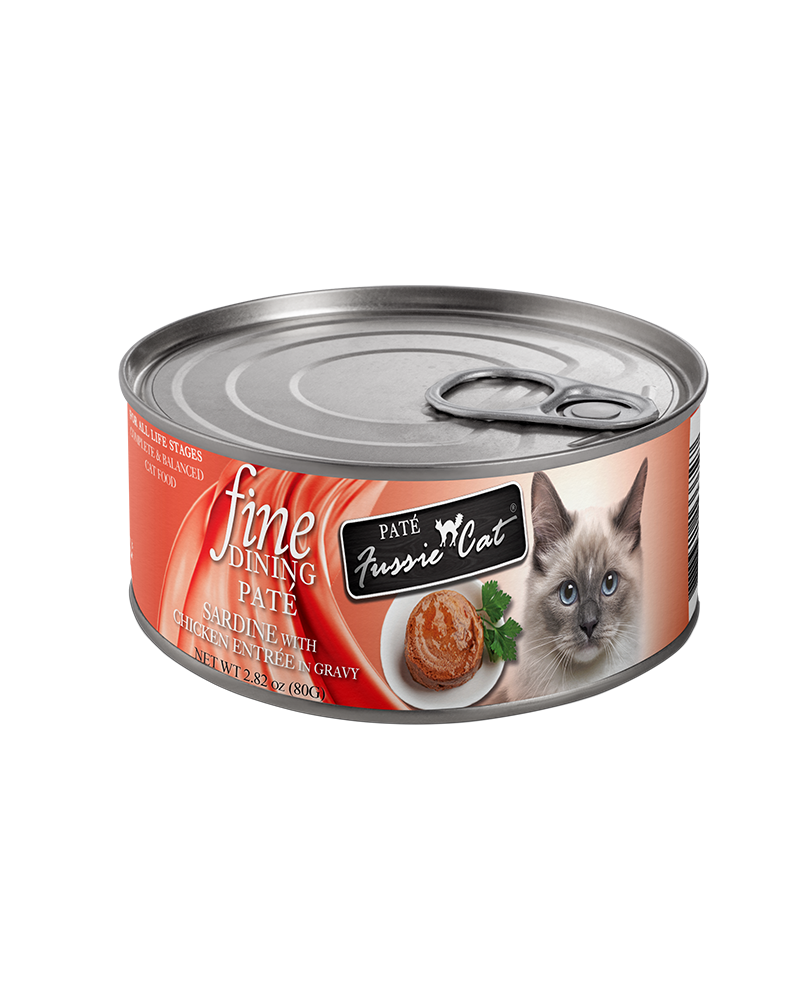 Fussie Cat Fine Dining Pate Sardine with Chicken Wet Cat Food 2.8oz