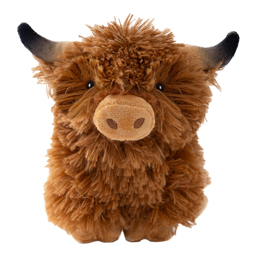 Tall Tails Plush Highland Cow with Squeaker Dog Toy 8"