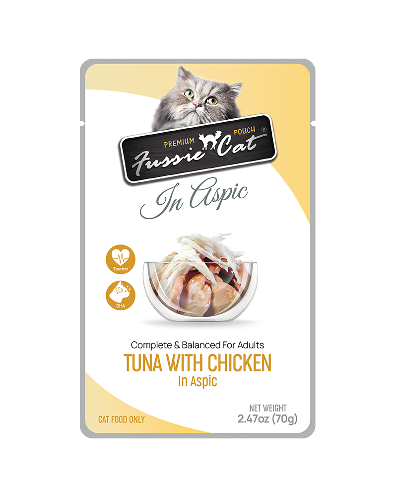 Fussie Cat Pouch Tuna with Chicken in Aspic Wet Cat Food 2.47oz