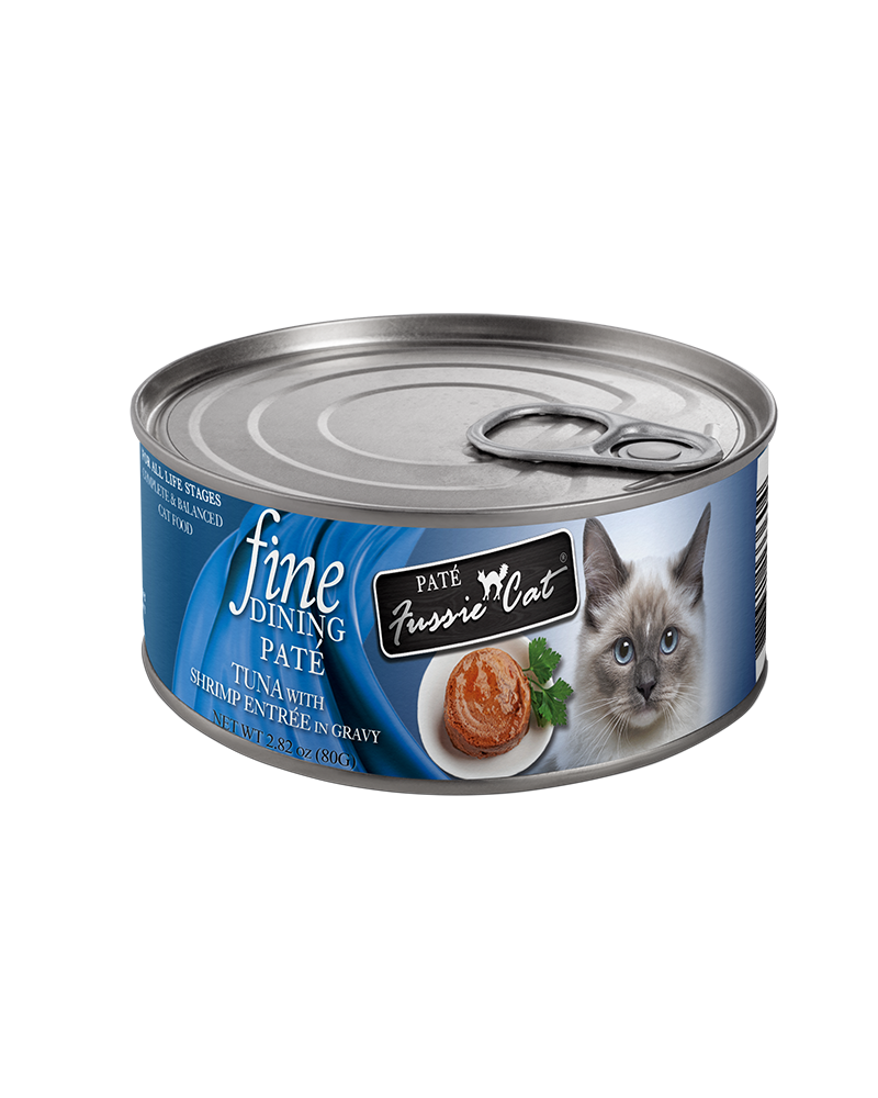 Fussie Cat Fine Dining Pate Tuna with Shrimp Wet Cat Food 2.8oz