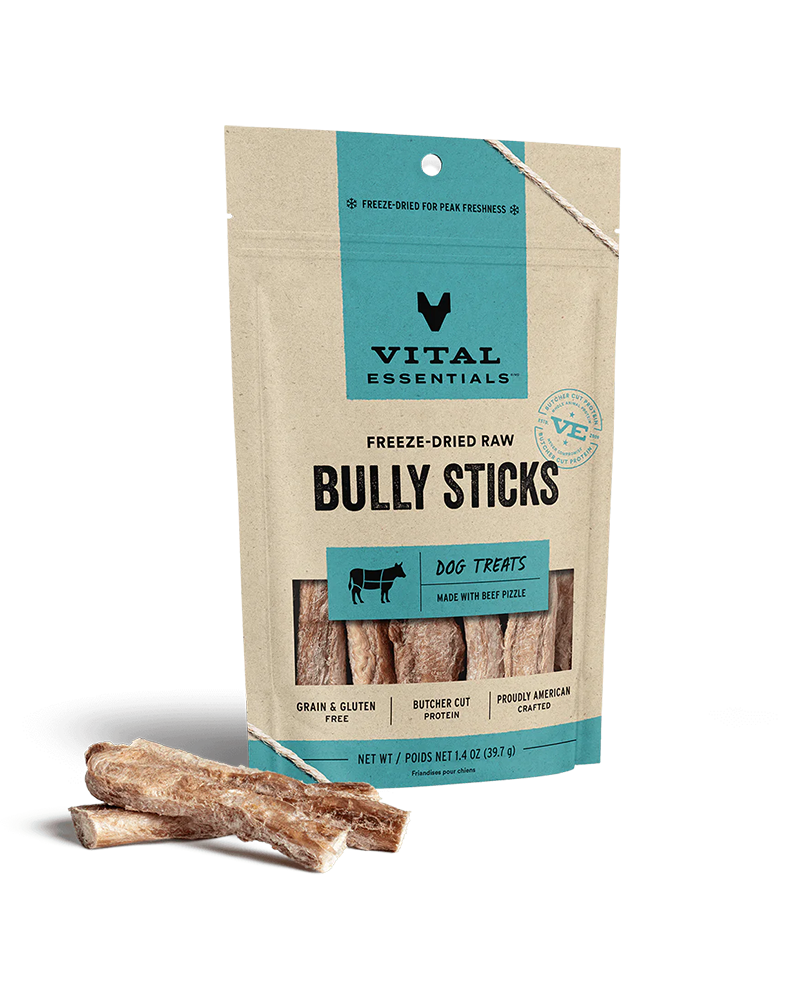 Vital Essentials Freeze-Dried Treats Bully Stick Dog Treats - 5 Pack