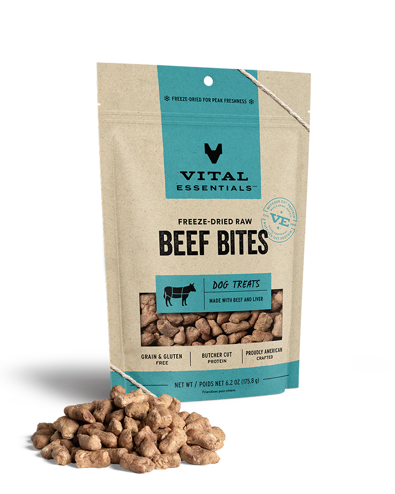 Vital Essentials Freeze-Dried Beef Bites Dog Treats 6.2oz