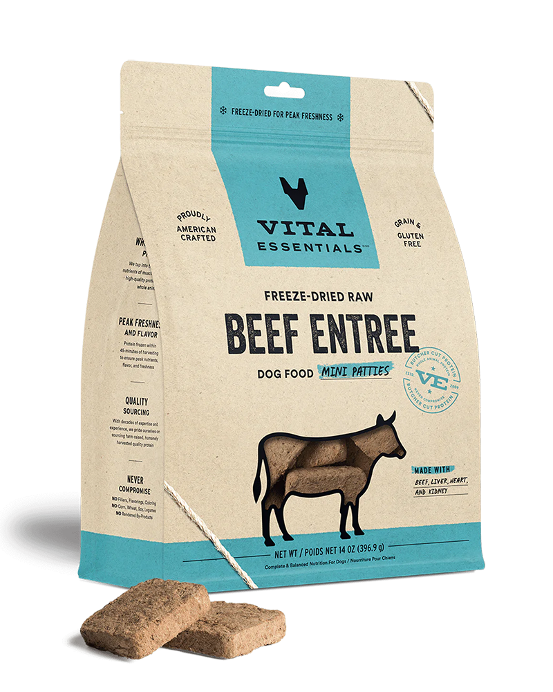Vital Essentials Freeze-Dried Beef Mini Patties for Dogs 14oz