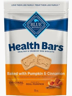 Blue Buffalo Health Bars Oven-Baked Pumpkin & Cinnamon Biscuit Crunchy Dog Treats - 16oz