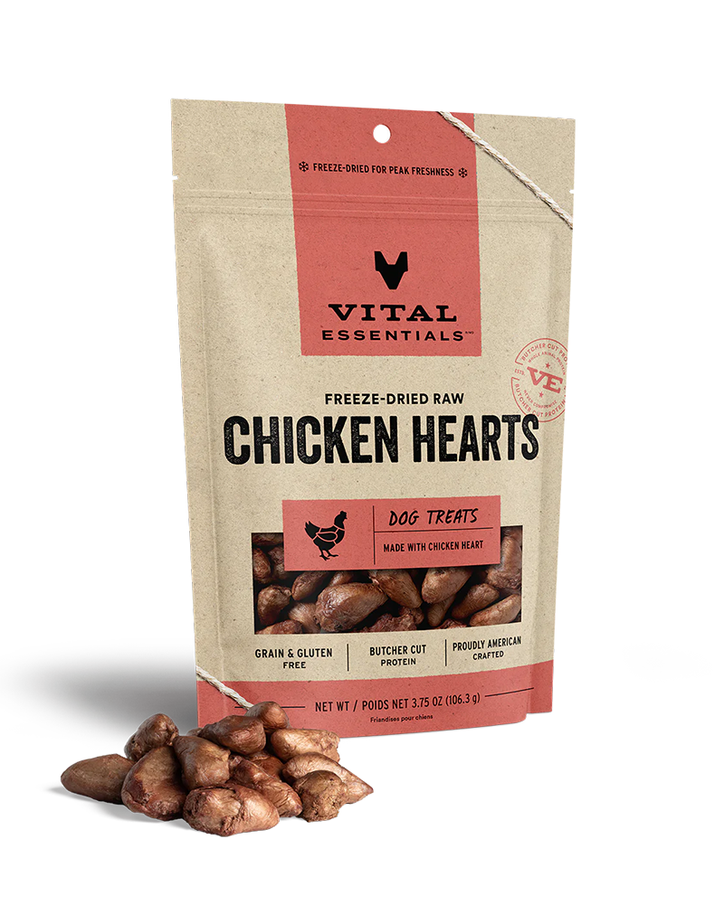 Vital Essentials Freeze-Dried Chicken Hearts Dog Treats 3.75oz