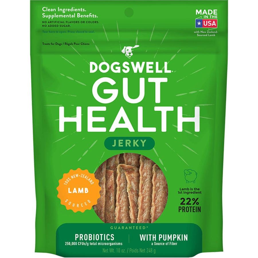 Dogswell Grain-Free Gut Health Lamb Jerky Strip Dog Treat 10oz