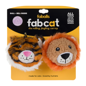 FabCat Lion & Tiger FabBall Cat Toy 2pk