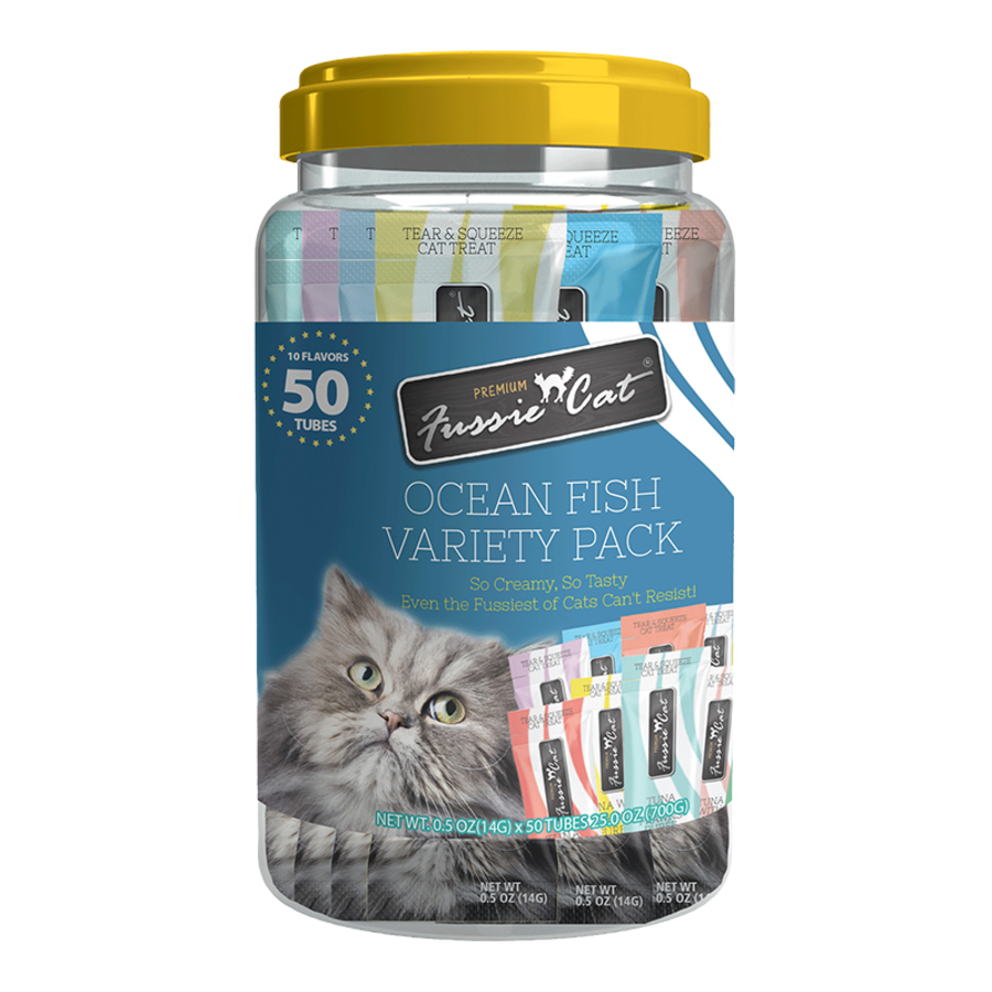 Fussie Cat Oceanfish Variety Pack Puree Cat Treats - 50pk