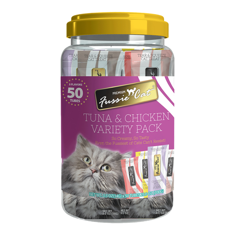 Fussie Cat Tuna with Chicken 5ct Variety Pack Puree Cat Treats - 50pk