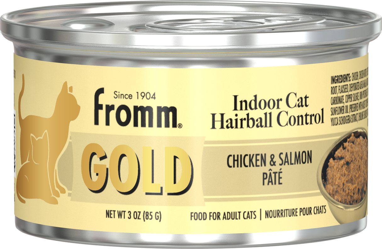 Fromm Gold Indoor & Hairball Adult Chicken & Salmon Pate Wet Cat Food 3oz