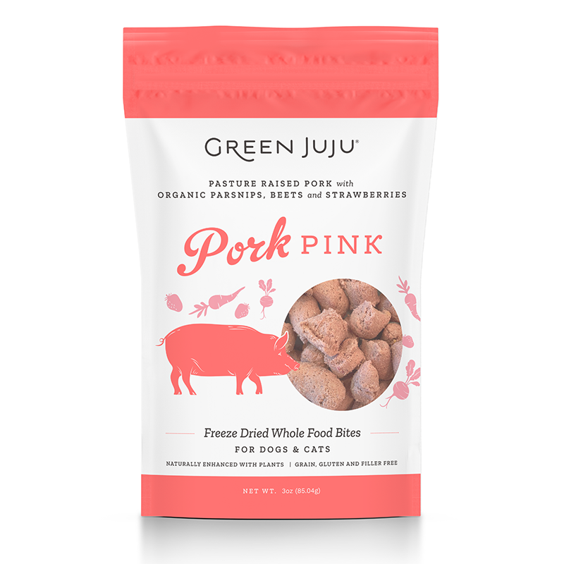 Green JuJu Freeze-Dried Pork Pink Bites for Dogs & Cats 3oz