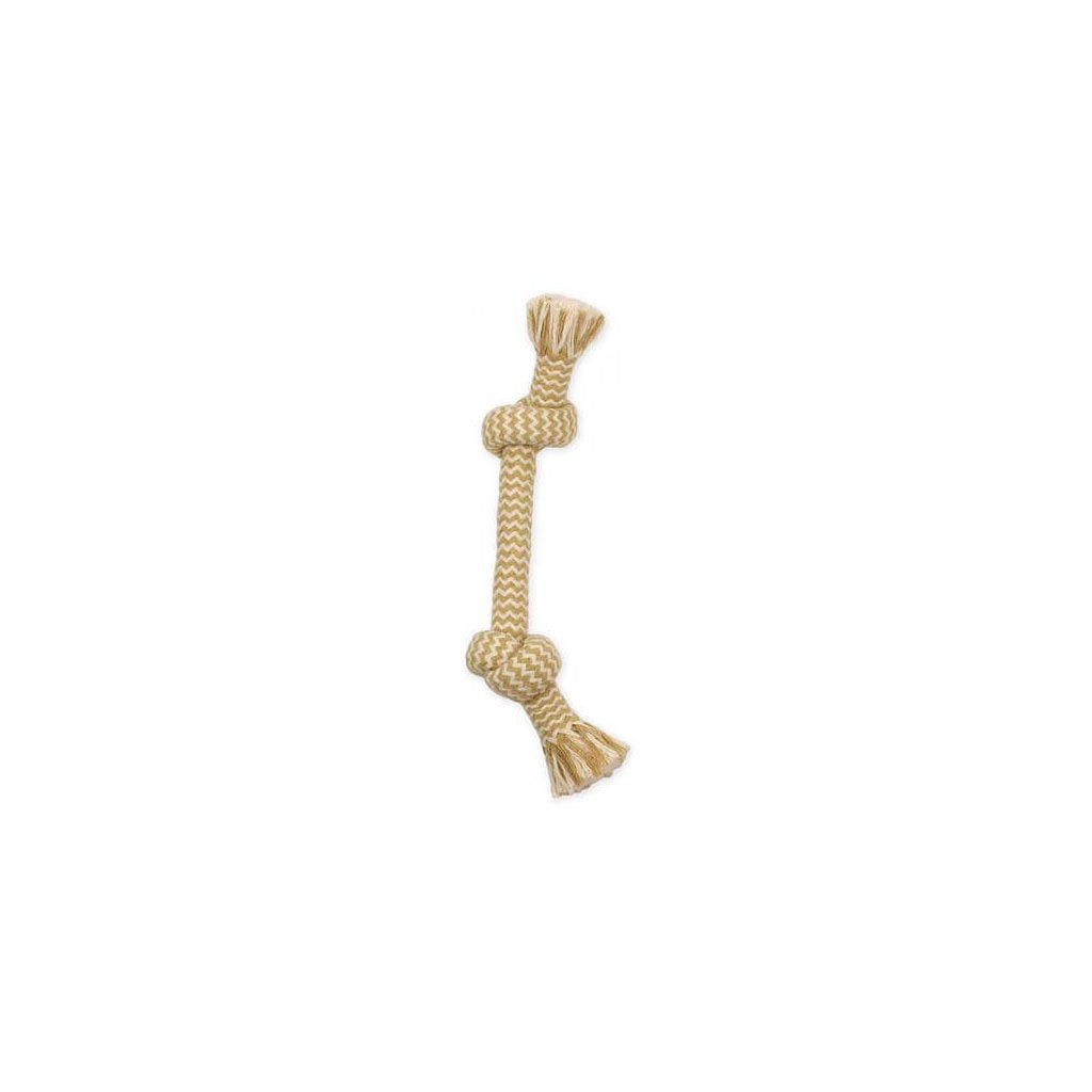 MAMMOTH Flossy Chews 2-Knot Bone 12" Peanut Butter-Scented Dog Toy