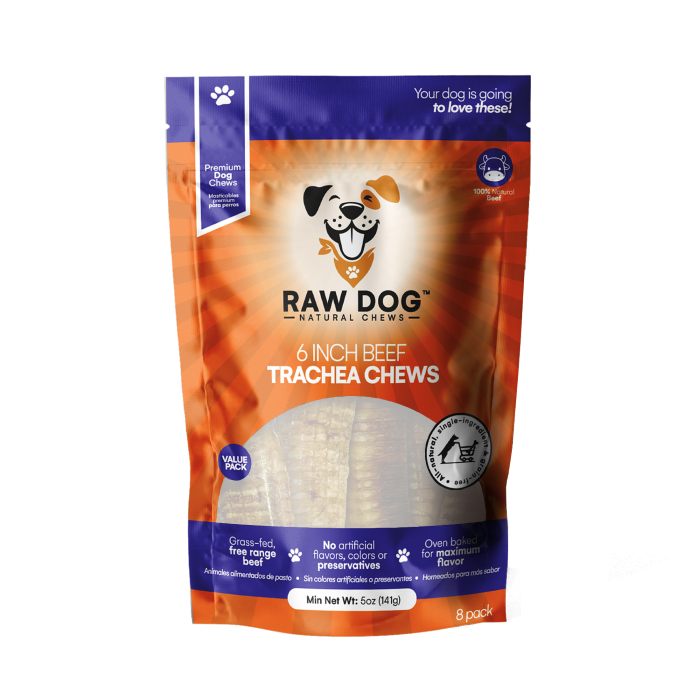 Raw Dog 6" Beef Trachea Chews Dog Chews - 8ct