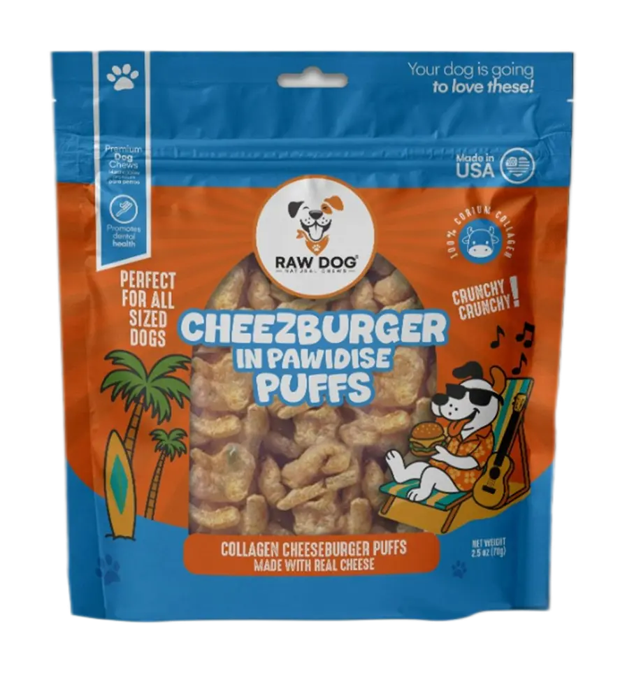 Raw Dog Puffs Cheezburger Crunchy Dog Treat  - 2.5oz”