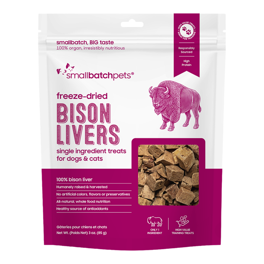 Small Batch Freeze-Dried Bison Livers Dog & Cat Treats 3oz