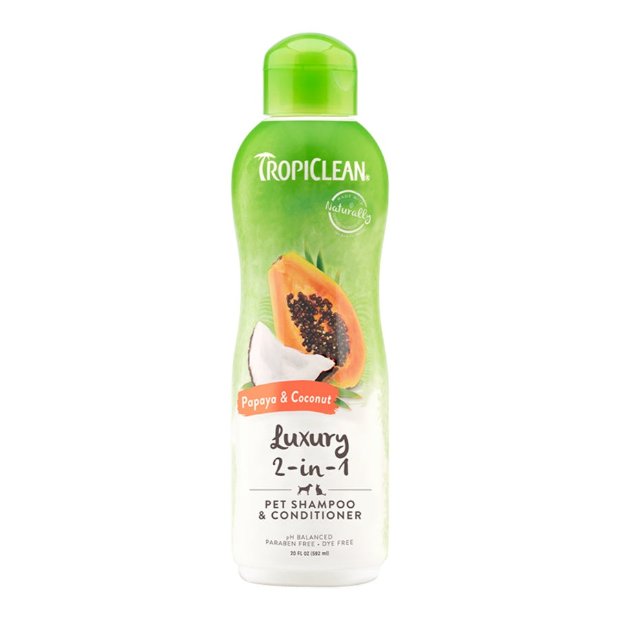 Tropiclean Papaya & Coconut Luxury 2-IN-1 Shampoo and Conditioner 20oz