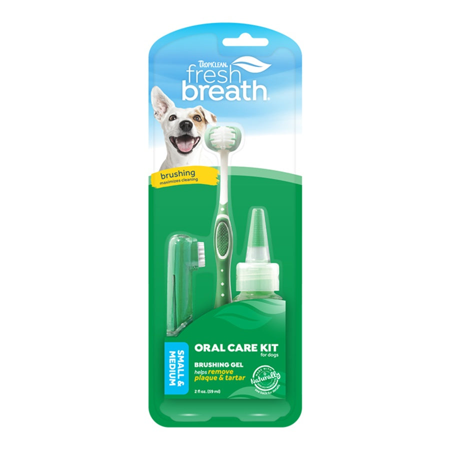 Tropiclean Fresh Breath Oral Care Toothbrush Kit for Small & Medium Dogs