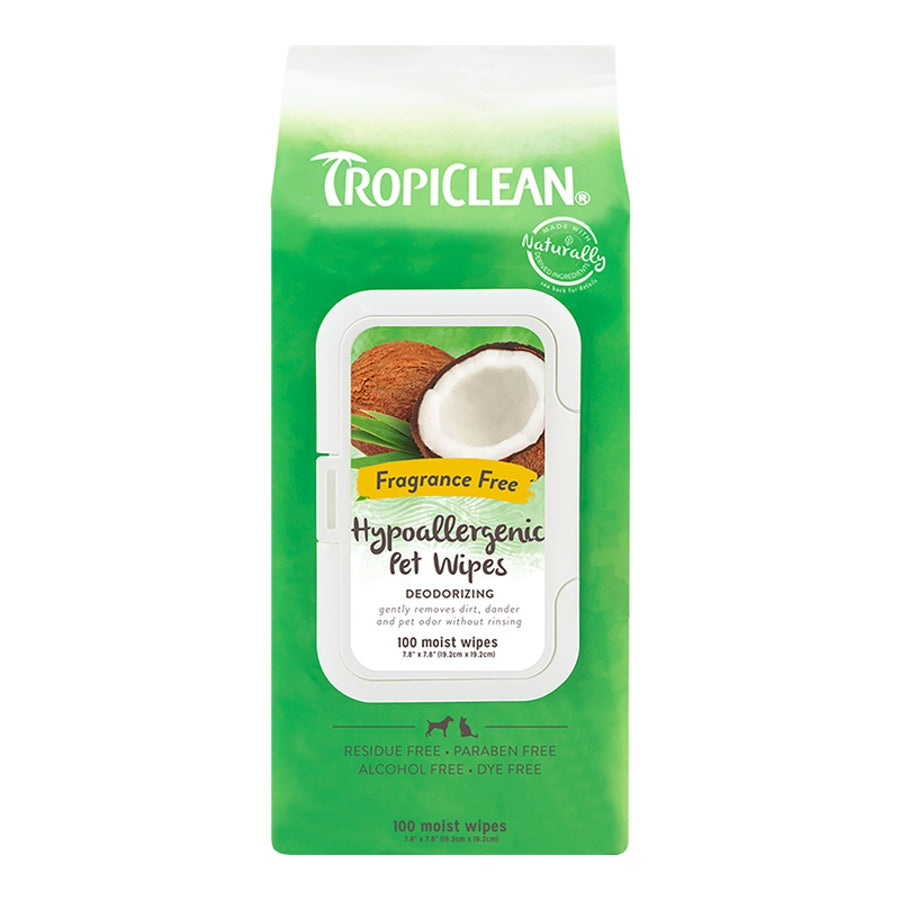 Tropiclean Deodorizing Hypoallergenic Dog & Cat Wipes 100ct