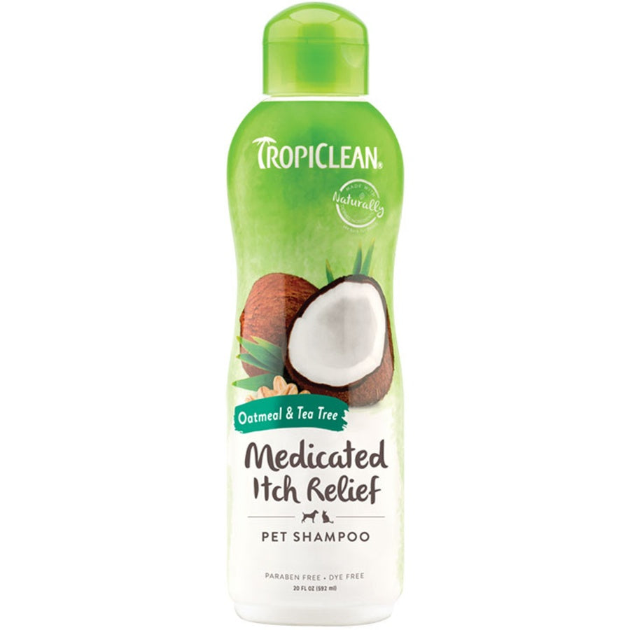 Tropiclean Medicated Itchy Skin Relief Oatmeal & Tea Tree Shampoo for Dogs 20oz