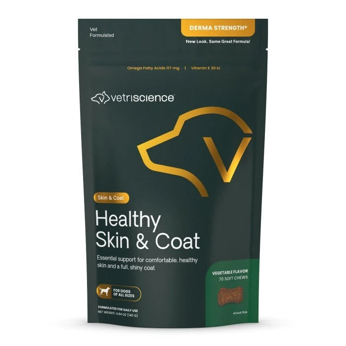 VetriScience Derma Strength Soft Chews Skin & Coat Supplement for Dogs - 70ct