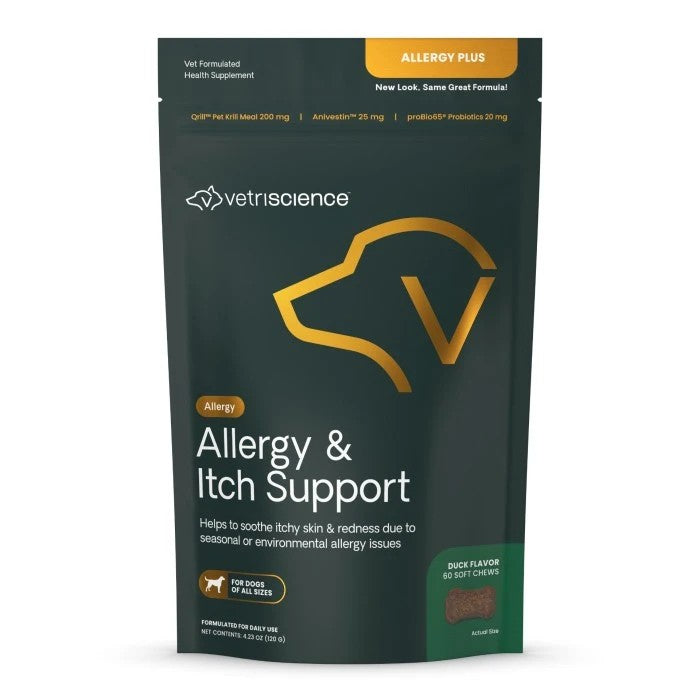 VetriScience Allergy & Itch Support Duck Flavored Chews for Skin Supplement for Dogs - 60ct