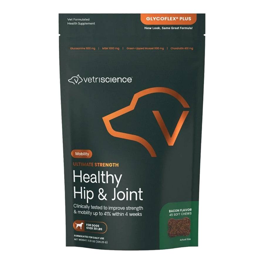 VetriScience GlycoFlex Plus Bacon Flavored Soft Chews Hip & Joint Supplement for Medium to Large Dogs - 45ct