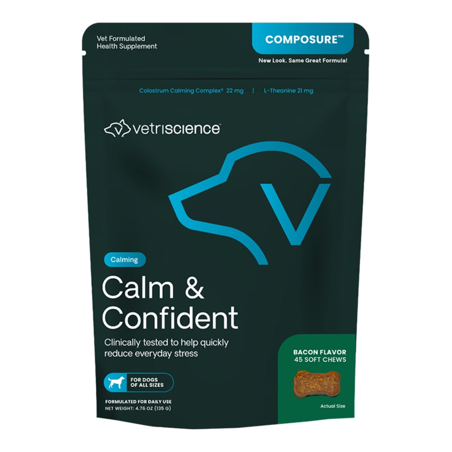 VetriScience Composure Clinically Tested Calming & Anxiety  Bacon Flavored Chews Supplement for Dogs - 45ct