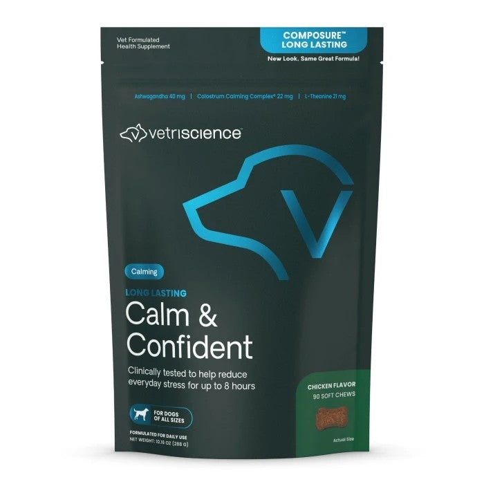 VetriScience Composure Clinically Tested Calming & Anxiety Chicken Flavored Chews Supplement for Dogs - 45ct