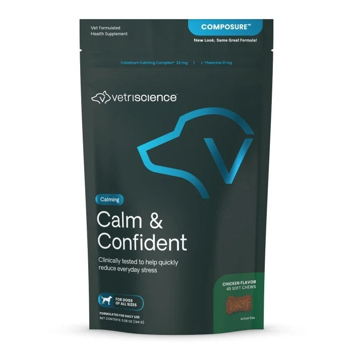 VetriScience Composure Peanut Butter Flavored Chews Clinically Tested Calming & Anxiety Supplement for Dogs - 45ct