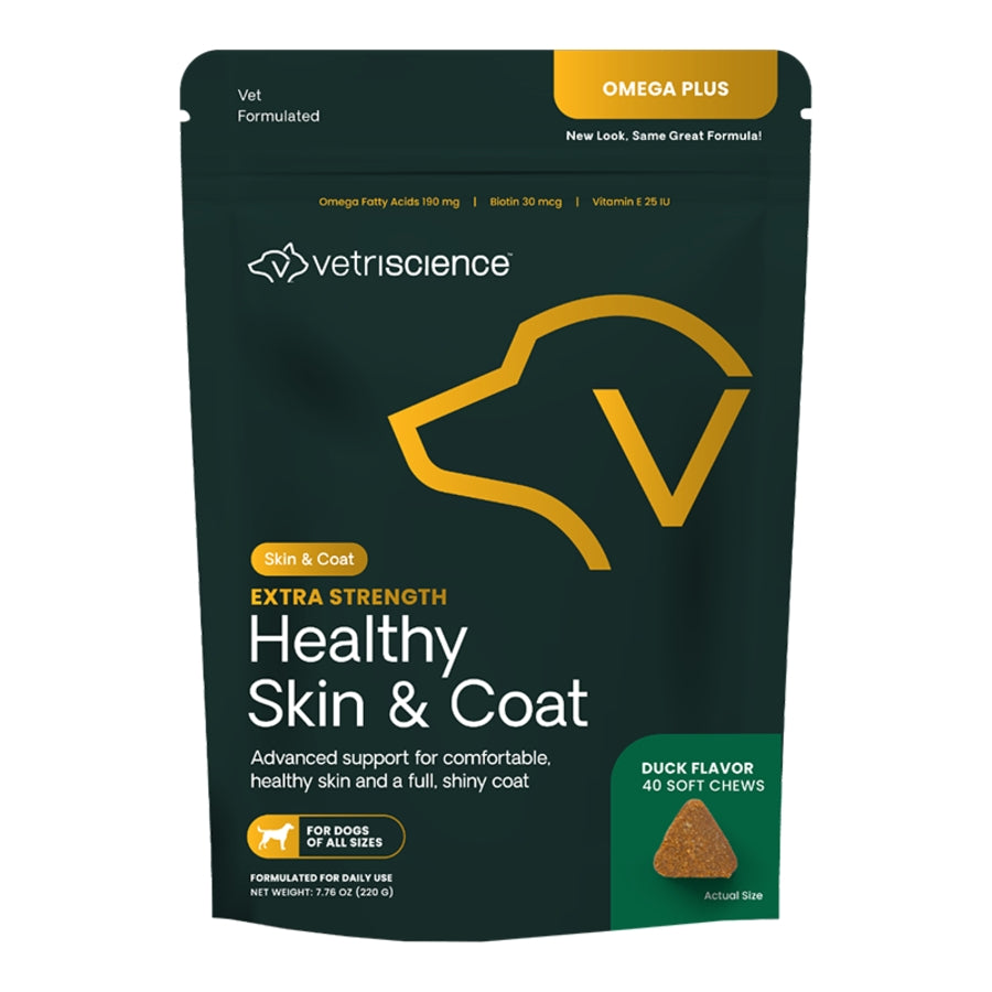 VetriScience Extra Strength Skin & Coat Duck Flavored Supplement for Dogs - 40ct