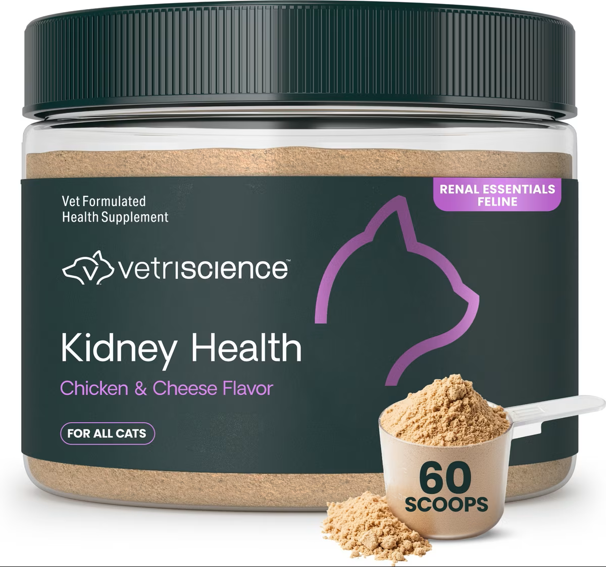 VetriScience Kidney Health Chicken & Cheese Flavored - 6oz Powder Supplement for Cats