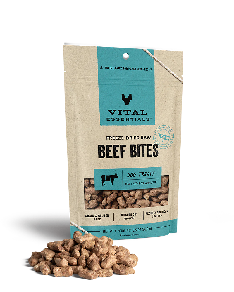 Vital Essentials Freeze-Dried Beef Bites Dog Treats 2.5oz
